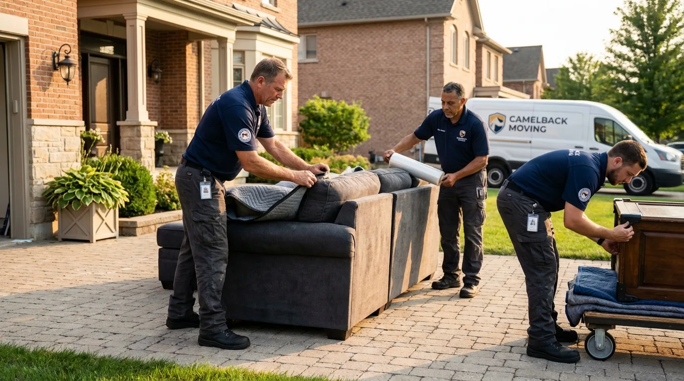 Large estate moving crew wrapping furniture in Clovis, NM