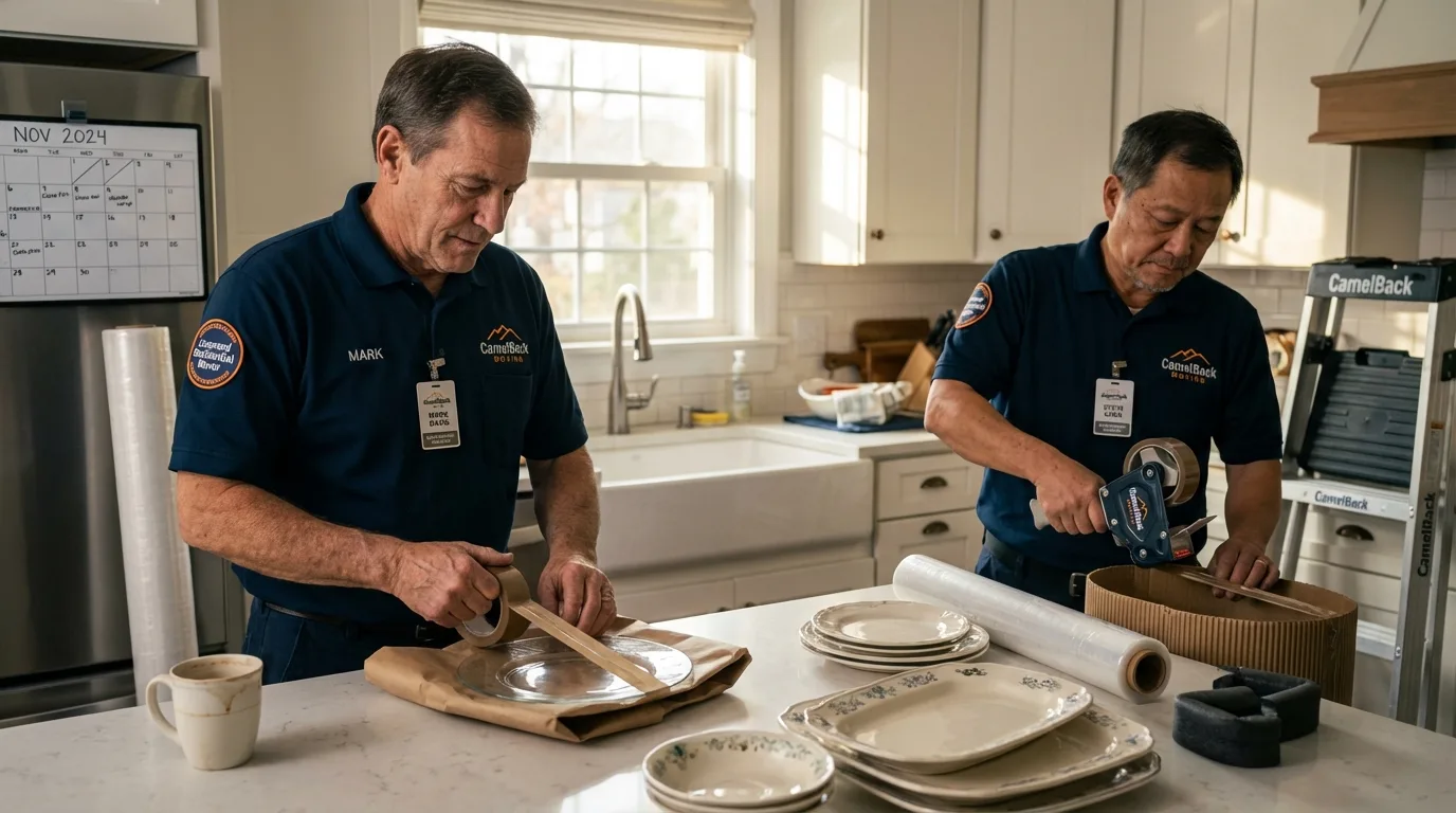 Professional crew packing kitchen dishware in Clovis, NM